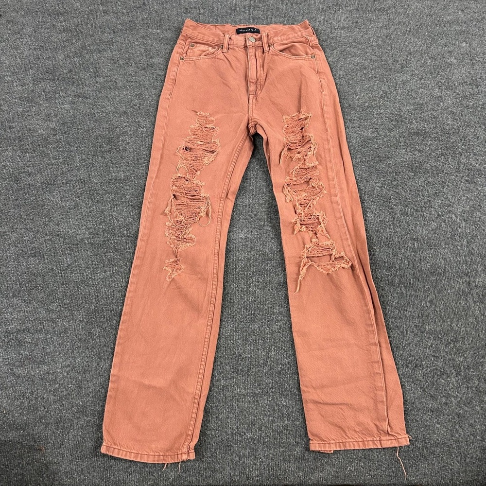Aeropostale Jeans Womens Size 2R Pink 90s Baggy Distressed High Waist Raw Hem
